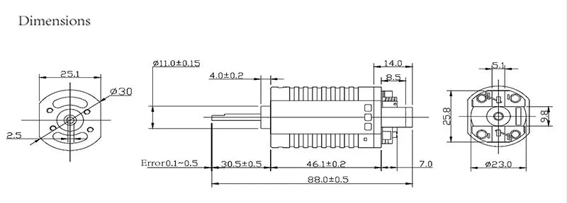 T238 High-torque Motor 18/20TPA N35 High-speed High Thermal Efficiency Motor Long Short Axel 480 Motor for Airsoft Gearbox V2 V3