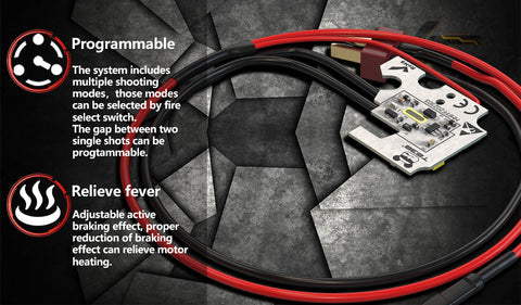 T238 Rhino Programmable ETU MOSFET Active Braking Overheat Protection For AIRSOFT KWA Gearbox 2.5/3.0