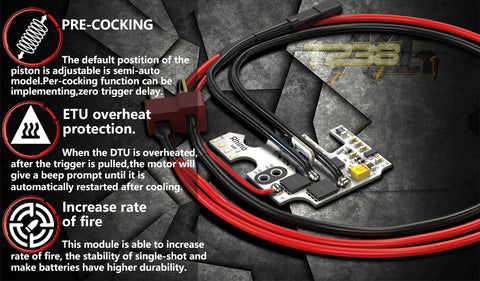 T238 Rhino Programmable ETU MOSFET Active Braking Overheat Protection For AIRSOFT KWA Gearbox 2.5/3.0
