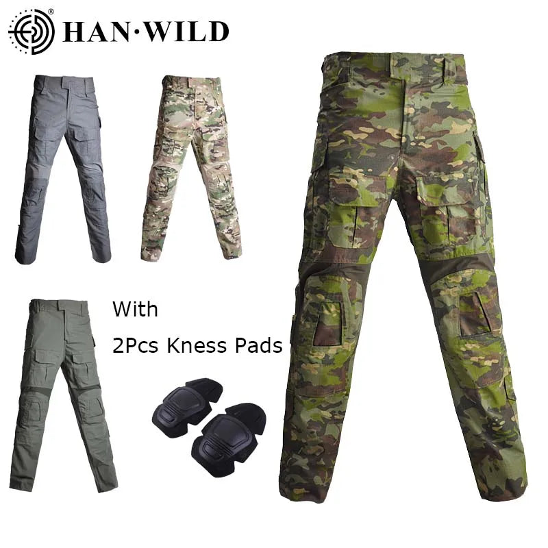 Men's G3 Tactical Combat Pants with Knee Pads – Camo Military Cargo Pants for Airsoft, Hunting, Hiking & Outdoor Gear