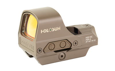 Holosun Technologies HS510C |  Reflex Sight |  Multiple Reticle |  65 MOA Circle |  2 MOA Green Dot |  Aluminum Housing |  Matte Finish |  Flat Dark Earth |  Solar with Internal Battery