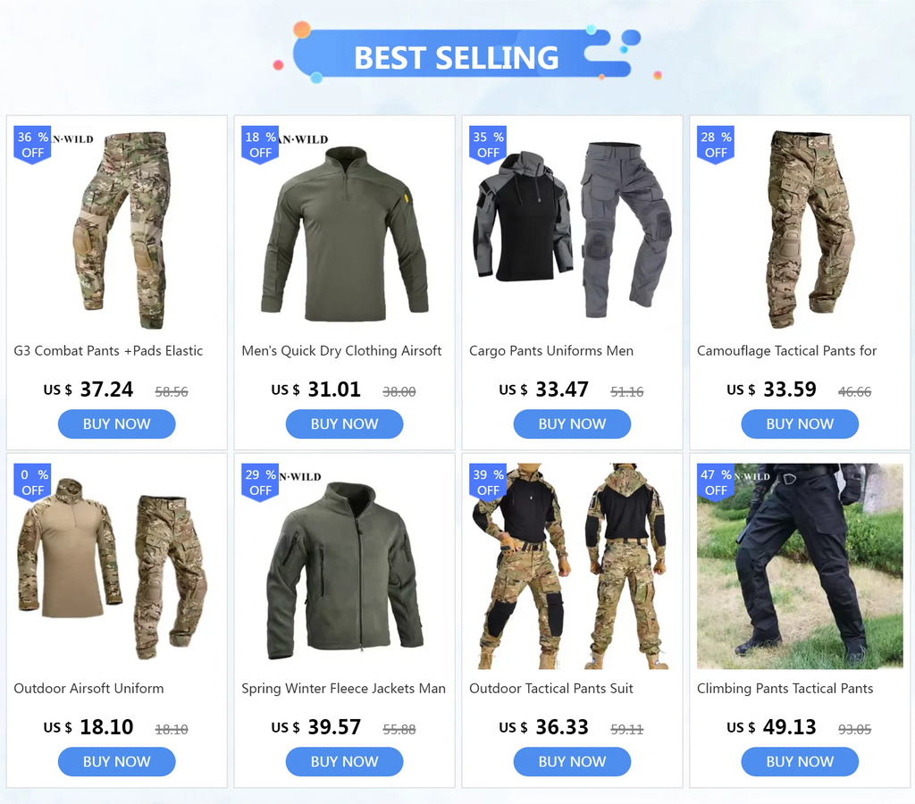 Men's G3 Tactical Combat Pants with Knee Pads – Camo Military Cargo Pants for Airsoft, Hunting, Hiking & Outdoor Gear