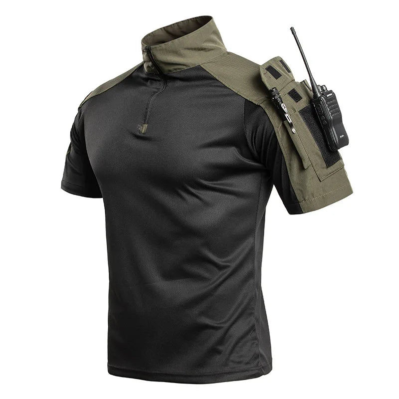 UETEEY Men's Tactical Combat Shirt – Short Sleeve 1/4 Zip Quick-Dry | Airsoft & Outdoor