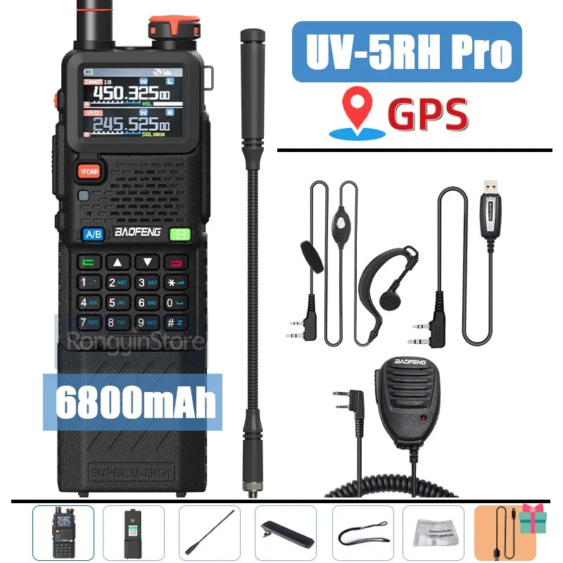 Baofeng UV-5RH Pro GPS Walkie Talkie – 10W Full Band, Type-C, Wireless Copy
