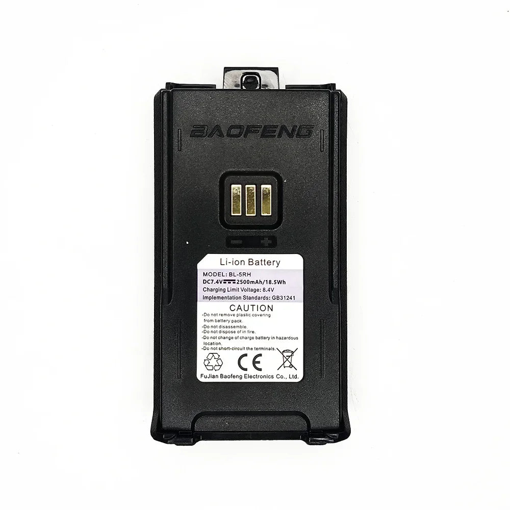 For Baofeng UV-5RH Radio Battery USB C High Capacity Rechargable Batterior Tri-Band 999Ch Frequency FM Ham Walkie Talkie Battery