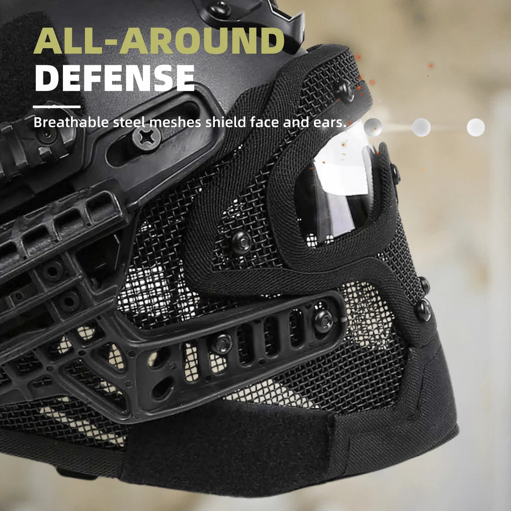 Full Face Mesh FAST Helmet with Anti-Fog Goggles – Airsoft Wargame