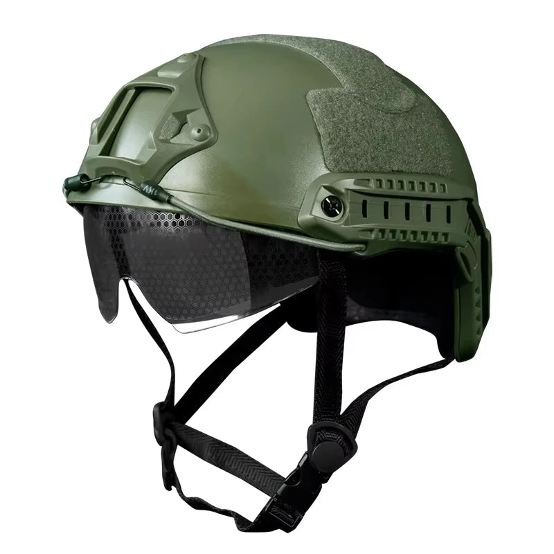 BOOIU Tactical FAST Helmet with Flip-Up Goggle – MH / PJ Style