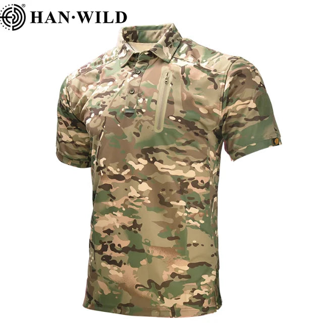 Men's Lightweight Camo Combat Shirt – Breathable Quick Dry Tactical T-Shirt for Hunting, Camping & Survival
