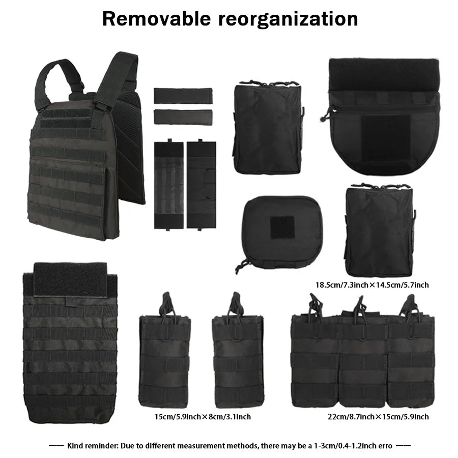 YAKEDA   Five piece equipment bag training vest, detachable and expandable, waterproof, wear-resistant and tear resistant