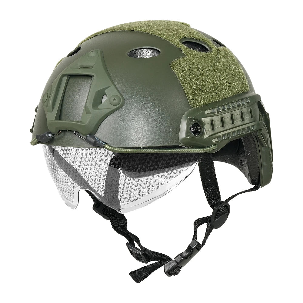 BOOIU Tactical FAST Helmet with Flip-Up Goggle – MH / PJ Style