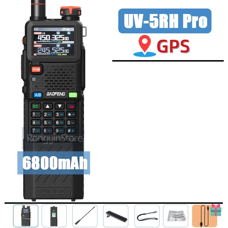 Baofeng UV-5RH Pro GPS Walkie Talkie – 10W Full Band, Type-C, Wireless Copy