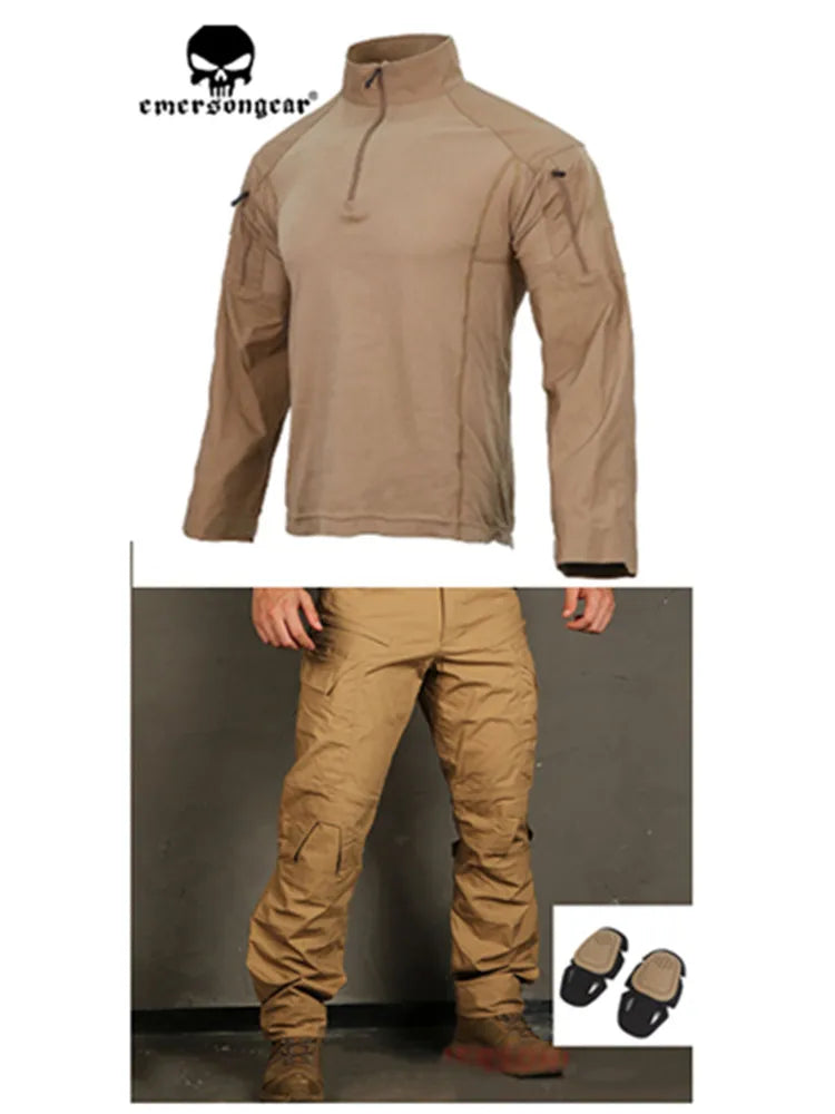 E4 Combat Uniform Shirt & Pants Tactical BDU W/ Pads Clothing Paintball Airsoft Suit camouflage hunting ghillie suit