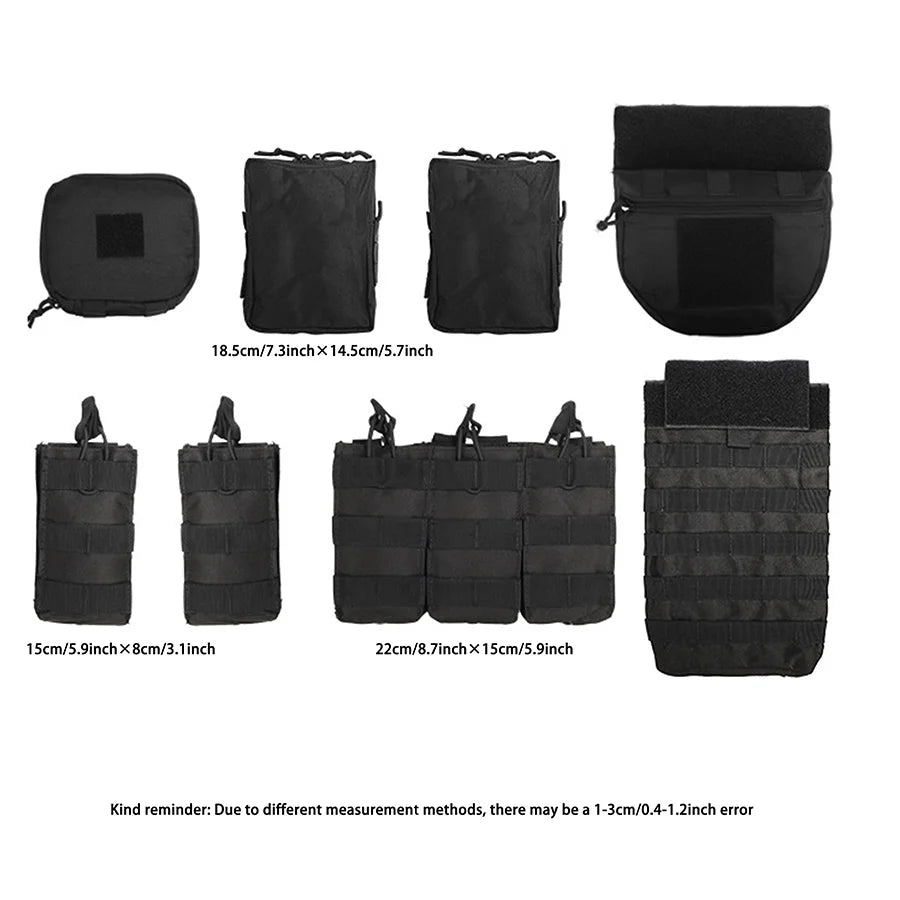 YAKEDA   Five piece equipment bag training vest, detachable and expandable, waterproof, wear-resistant and tear resistant