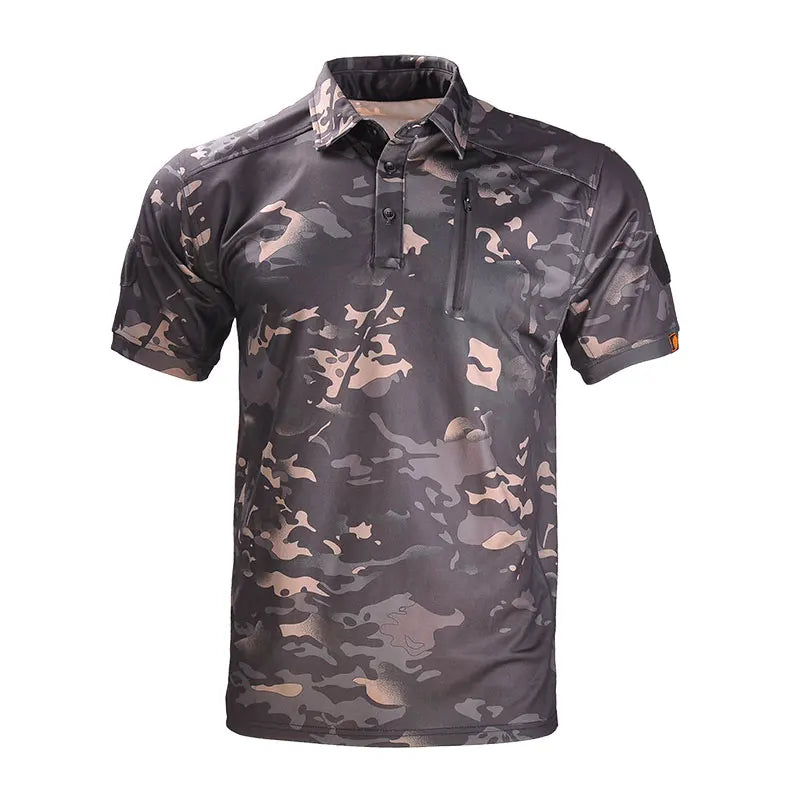 HAN WILDC Tactical Camo Combat T-Shirt – Quick-Dry with Hidden Pockets | Airsoft & Hunting