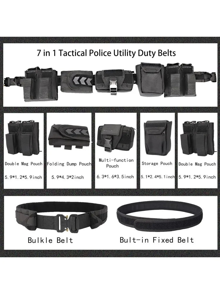 Tactical Battle Belt 7-in-1 Set – Quick Release Airsoft Duty Belt with Pouches