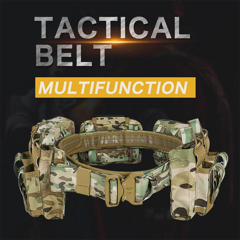 Outdoor Tactical Duty Belt 7-in-1 – MOLLE Battle Belt with Pouches | Law Enforcement & Airsoft