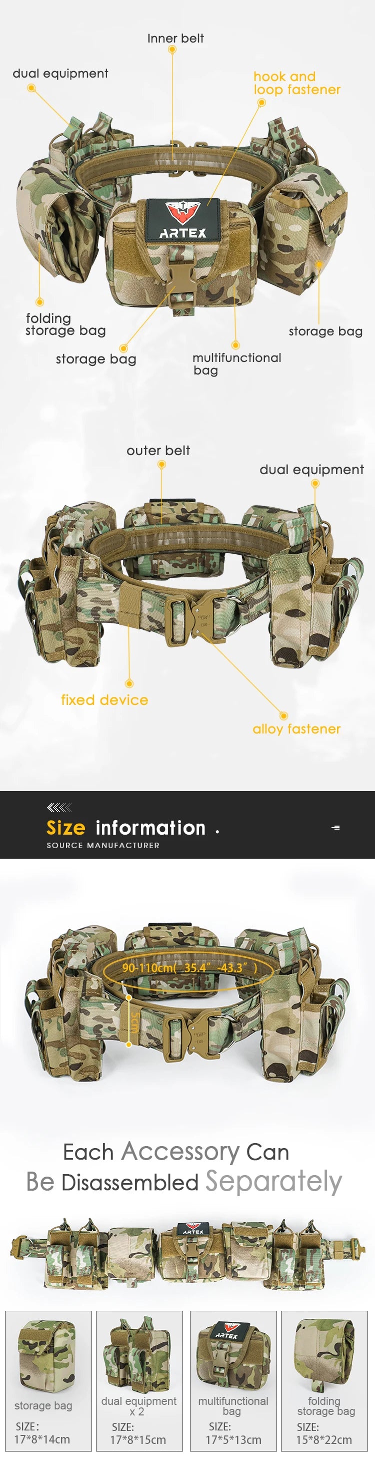 Outdoor Tactical Duty Belt 7-in-1 – MOLLE Battle Belt with Pouches | Law Enforcement & Airsoft