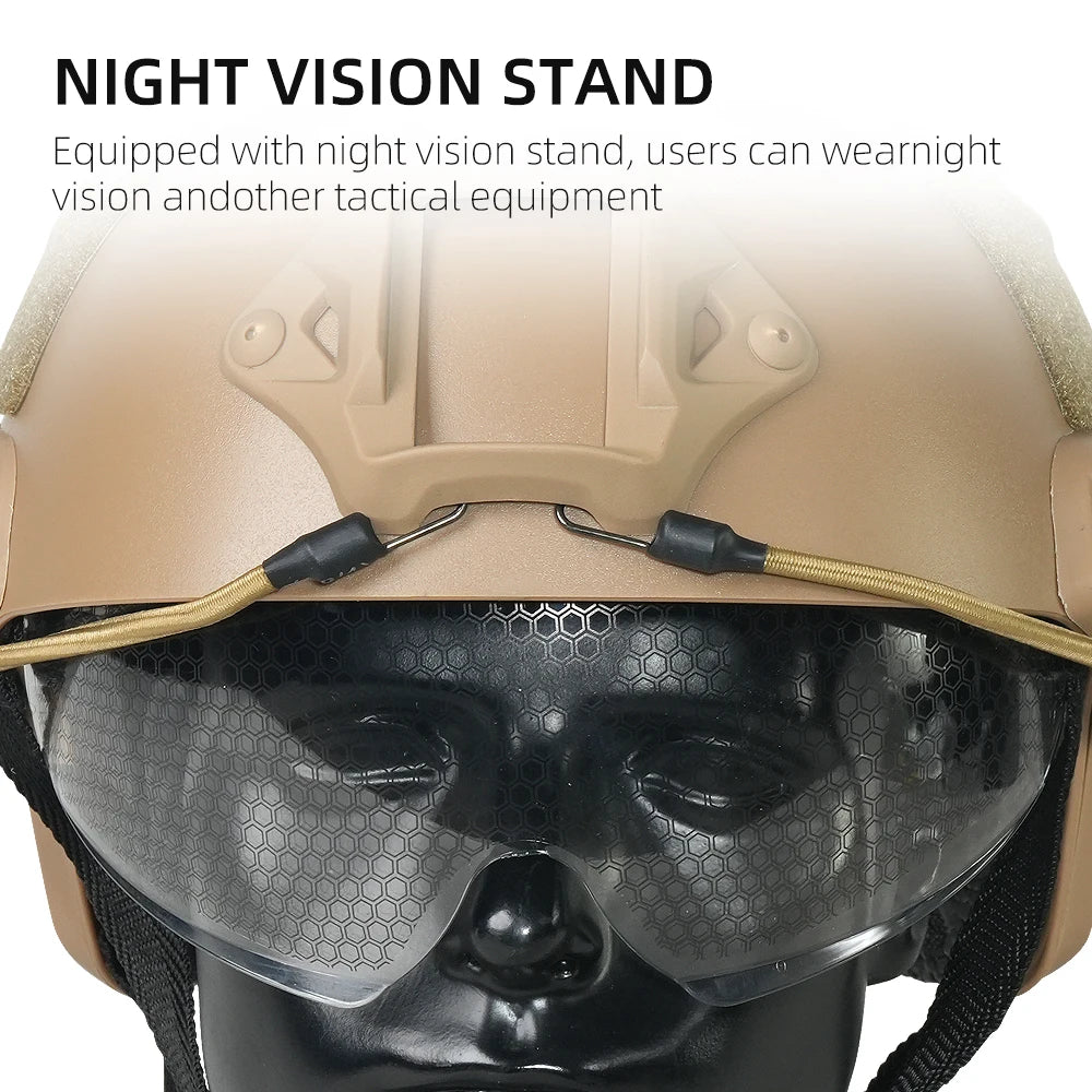 BOOIU Tactical FAST Helmet with Flip-Up Goggle – MH / PJ Style