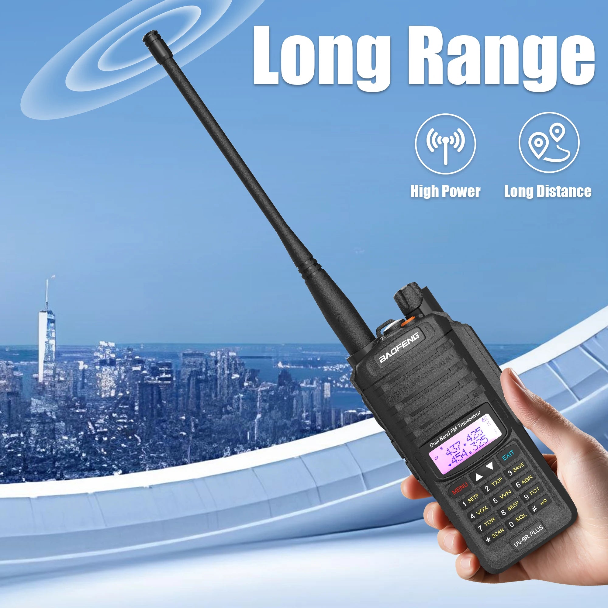 Baofeng UV-9R Plus Walkie Talkie IP67 Waterproof High Capacity Long Range 5-10KM Portable Type-C Optional FM Upgraded of UV-9R