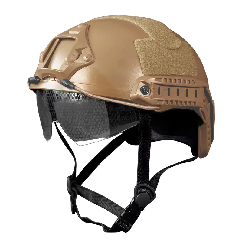 BOOIU Tactical FAST Helmet with Flip-Up Goggle – MH / PJ Style