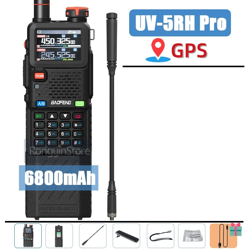 Baofeng UV-5RH Pro GPS Walkie Talkie – 10W Full Band, Type-C, Wireless Copy