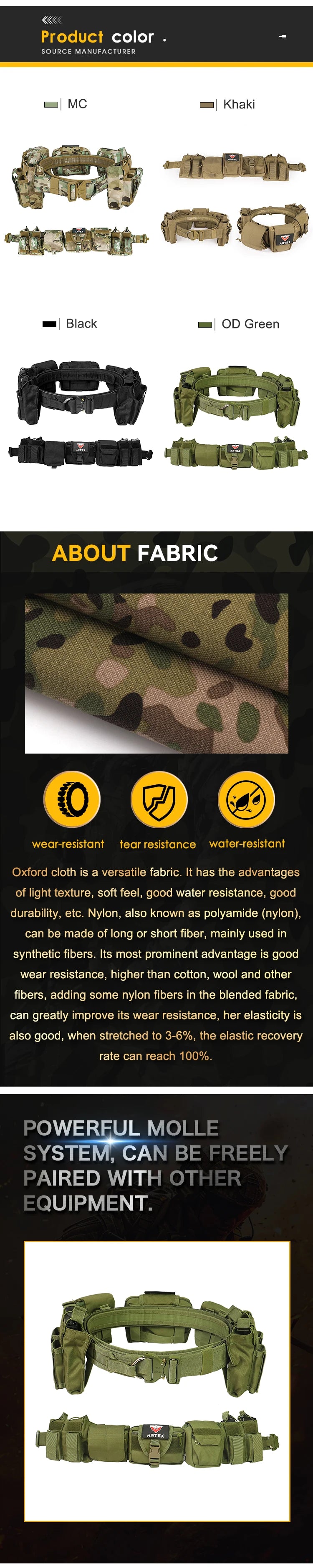 Outdoor Tactical Duty Belt 7-in-1 – MOLLE Battle Belt with Pouches | Law Enforcement & Airsoft