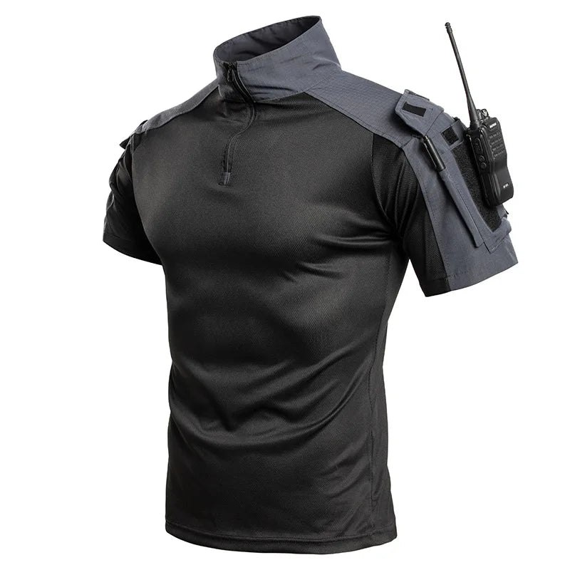 UETEEY Men's Tactical Combat Shirt – Short Sleeve 1/4 Zip Quick-Dry | Airsoft & Outdoor
