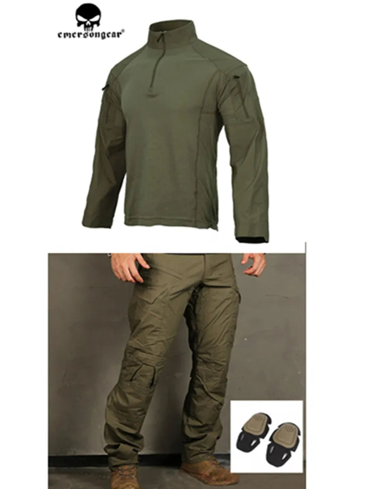 E4 Combat Uniform Shirt & Pants Tactical BDU W/ Pads Clothing Paintball Airsoft Suit camouflage hunting ghillie suit