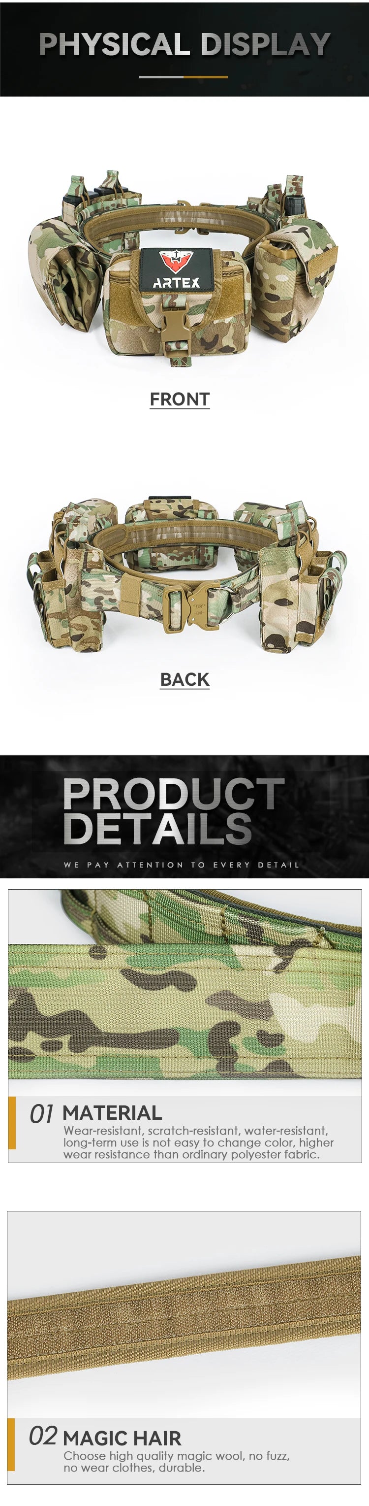 Outdoor Tactical Duty Belt 7-in-1 – MOLLE Battle Belt with Pouches | Law Enforcement & Airsoft