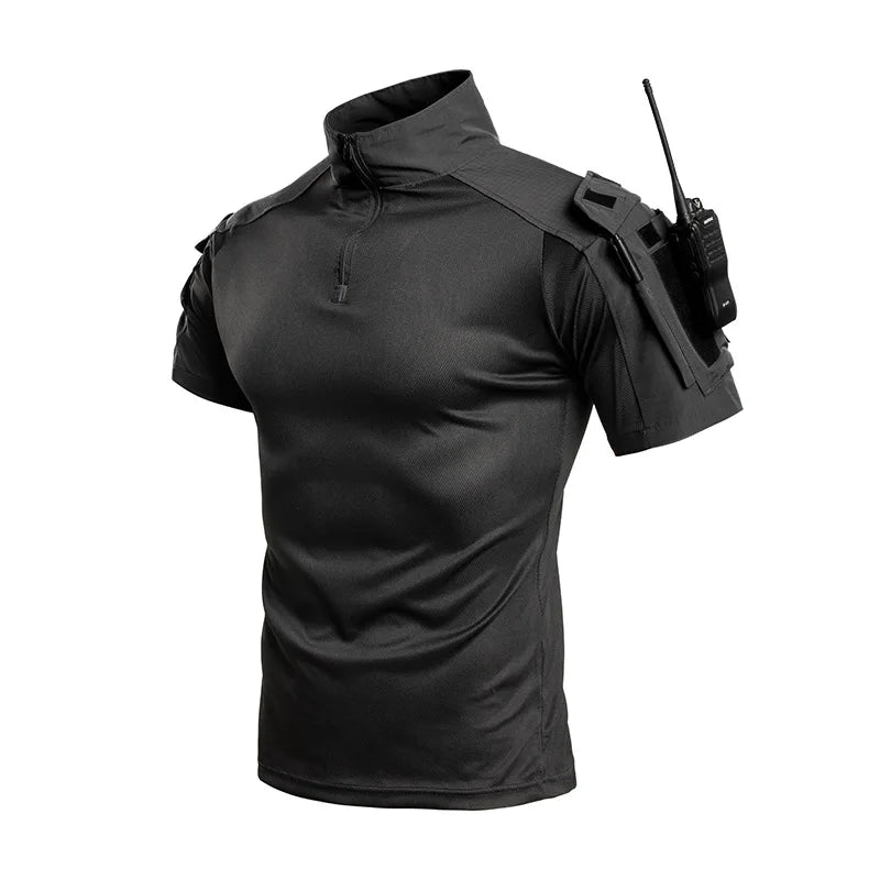 UETEEY Men's Tactical Combat Shirt – Short Sleeve 1/4 Zip Quick-Dry | Airsoft & Outdoor