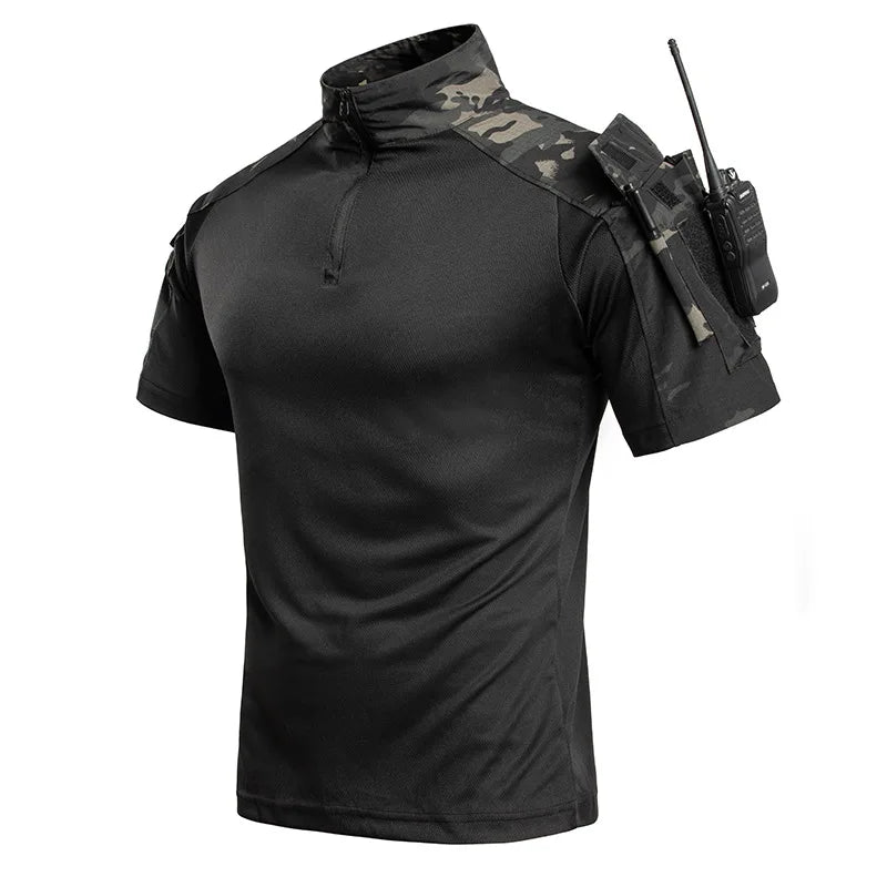 UETEEY Men's Tactical Combat Shirt – Short Sleeve 1/4 Zip Quick-Dry | Airsoft & Outdoor