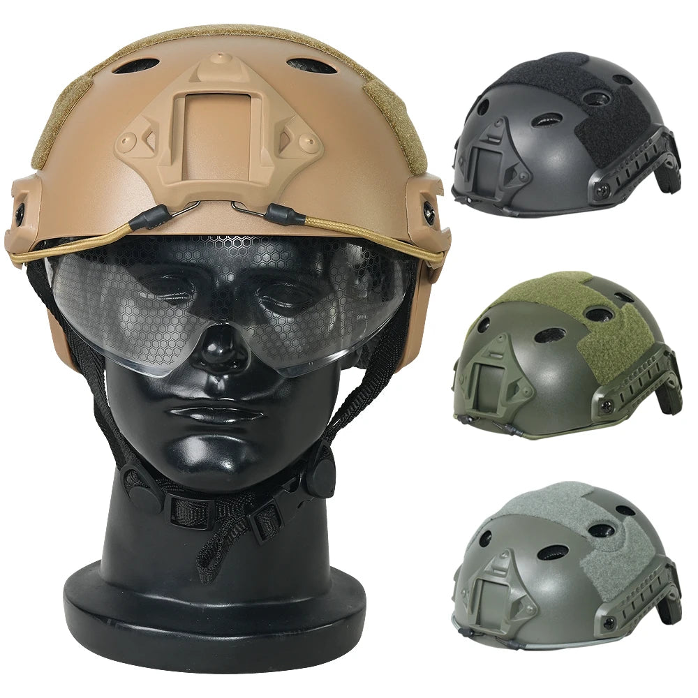 BOOIU Tactical FAST Helmet with Flip-Up Goggle – MH / PJ Style