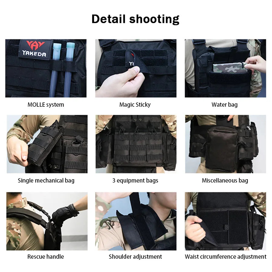 YAKEDA   Five piece equipment bag training vest, detachable and expandable, waterproof, wear-resistant and tear resistant