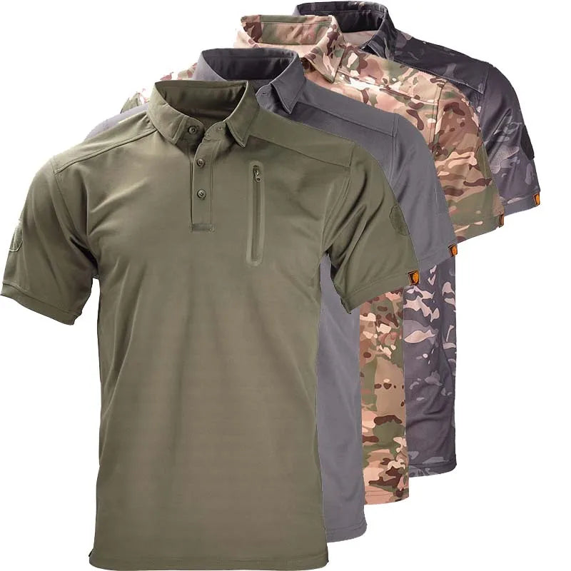 HAN WILDC Tactical Camo Combat T-Shirt – Quick-Dry with Hidden Pockets | Airsoft & Hunting
