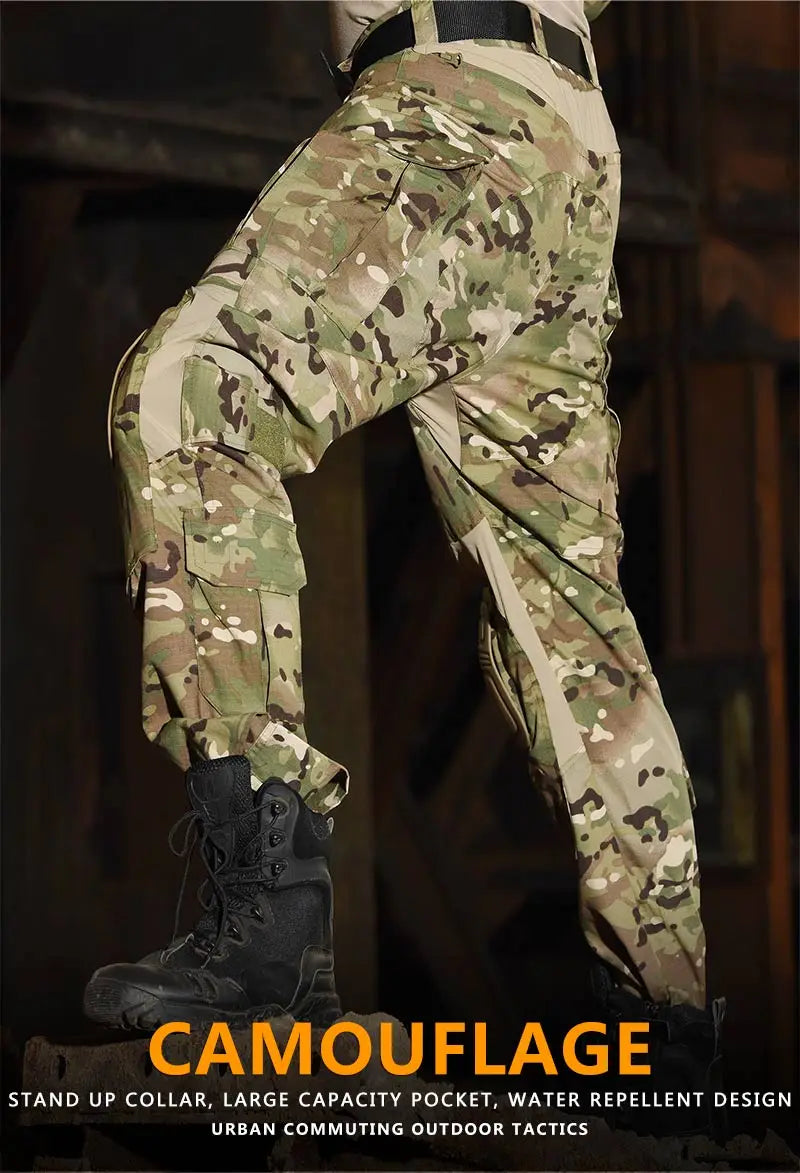 Men's G3 Tactical Combat Pants with Knee Pads – Camo Military Cargo Pants for Airsoft, Hunting, Hiking & Outdoor Gear