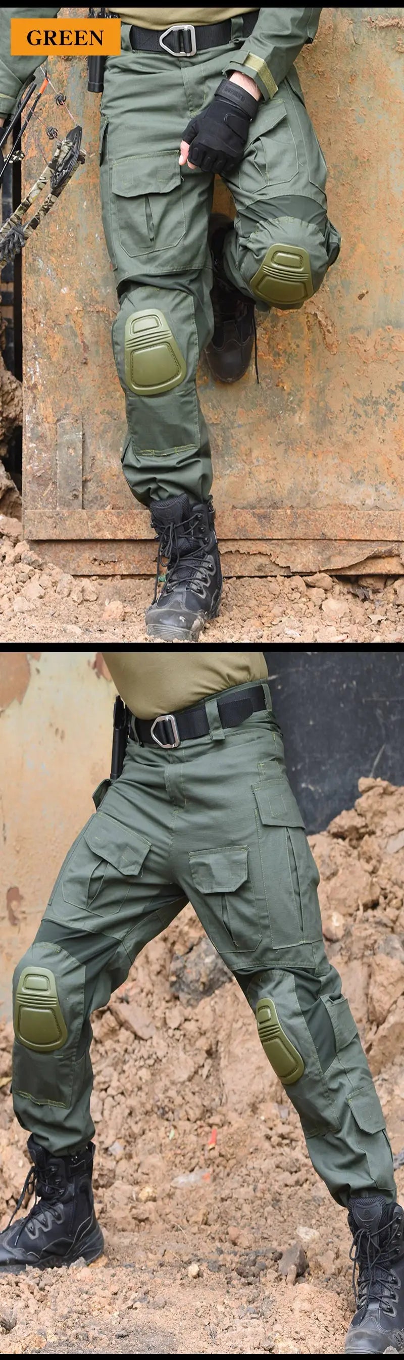 Men's G3 Tactical Combat Pants with Knee Pads – Camo Military Cargo Pants for Airsoft, Hunting, Hiking & Outdoor Gear