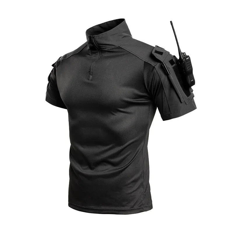 UETEEY Men's Tactical Combat Shirt – Short Sleeve 1/4 Zip Quick-Dry | Airsoft & Outdoor