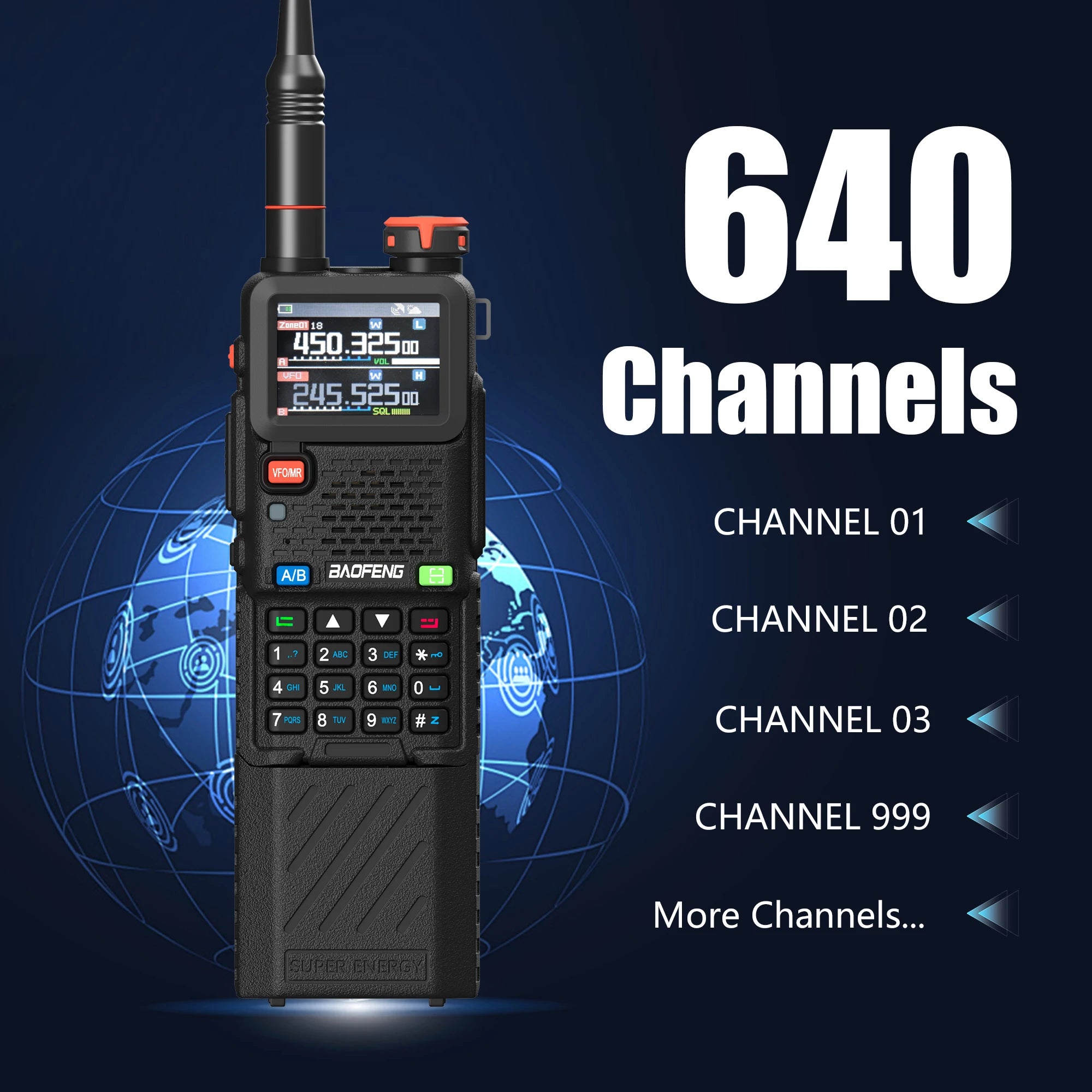 Baofeng UV-5RH Pro GPS Walkie Talkie – 10W Full Band, Type-C, Wireless Copy