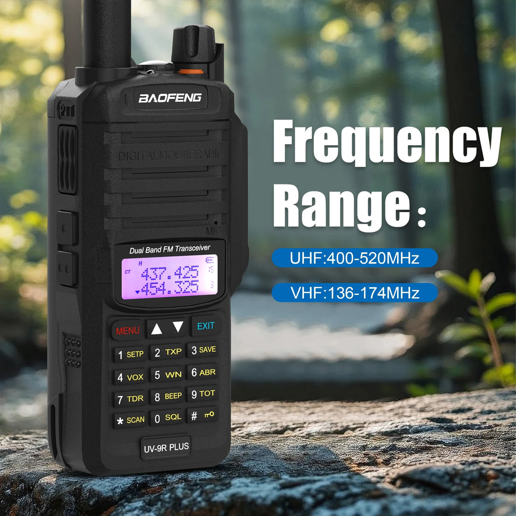 Baofeng UV-9R Plus Walkie Talkie IP67 Waterproof High Capacity Long Range 5-10KM Portable Type-C Optional FM Upgraded of UV-9R