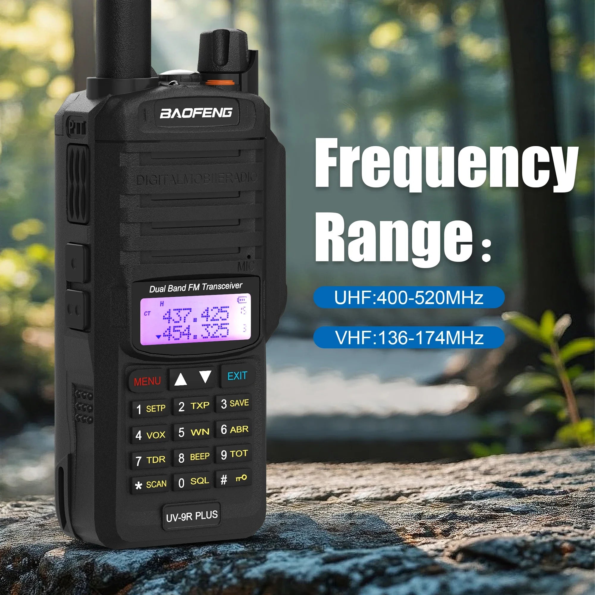 Baofeng UV-9R Plus Walkie Talkie IP67 Waterproof High Capacity Long Range 5-10KM Portable Type-C Optional FM Upgraded of UV-9R