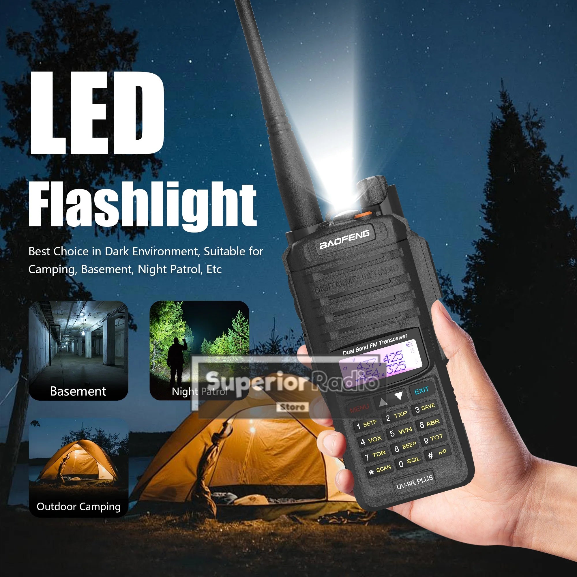 Baofeng UV-9R Plus Waterproof Walkie Talkie – IP67, Long Range, Type-C Charging