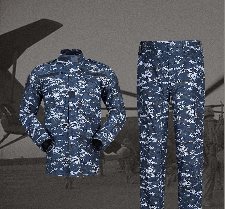 Military Navy Blue Camouflage Tactical Uniform Set for Airsoft, Training & Outdoor Use