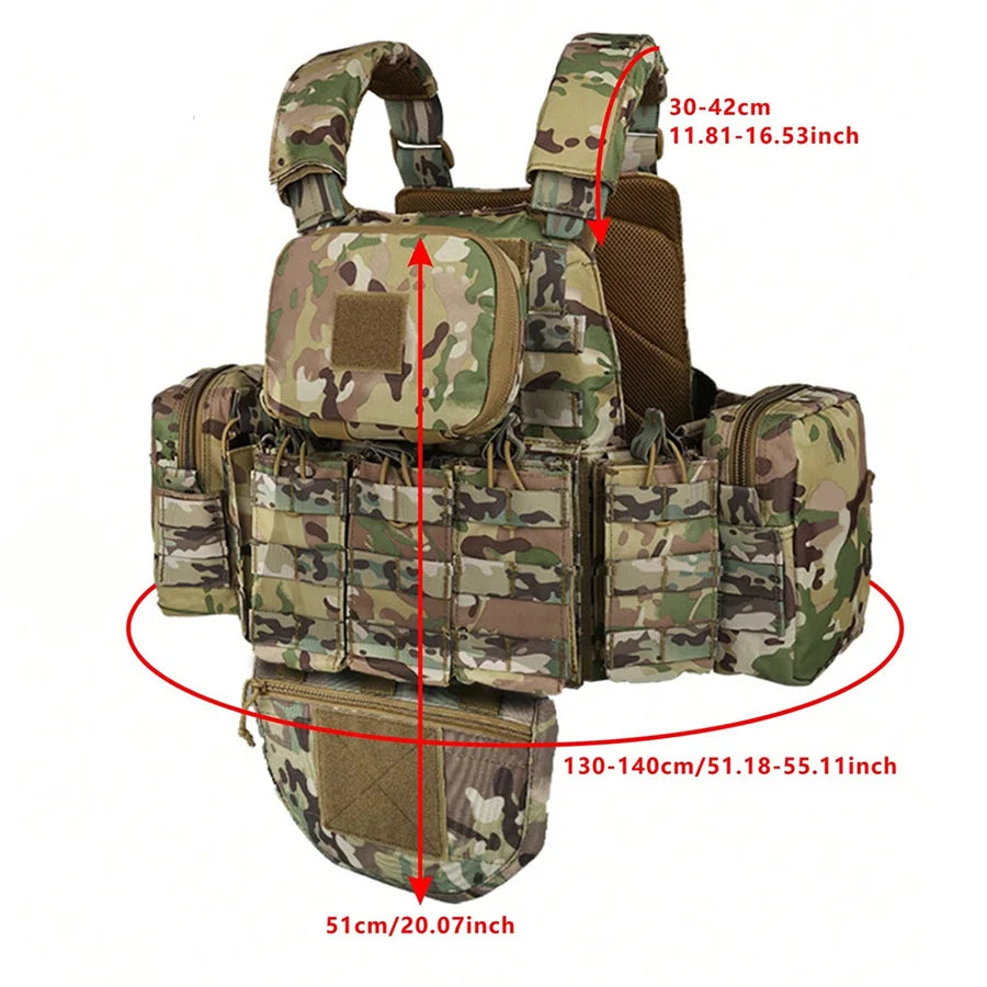 YAKEDA   Five piece equipment bag training vest, detachable and expandable, waterproof, wear-resistant and tear resistant