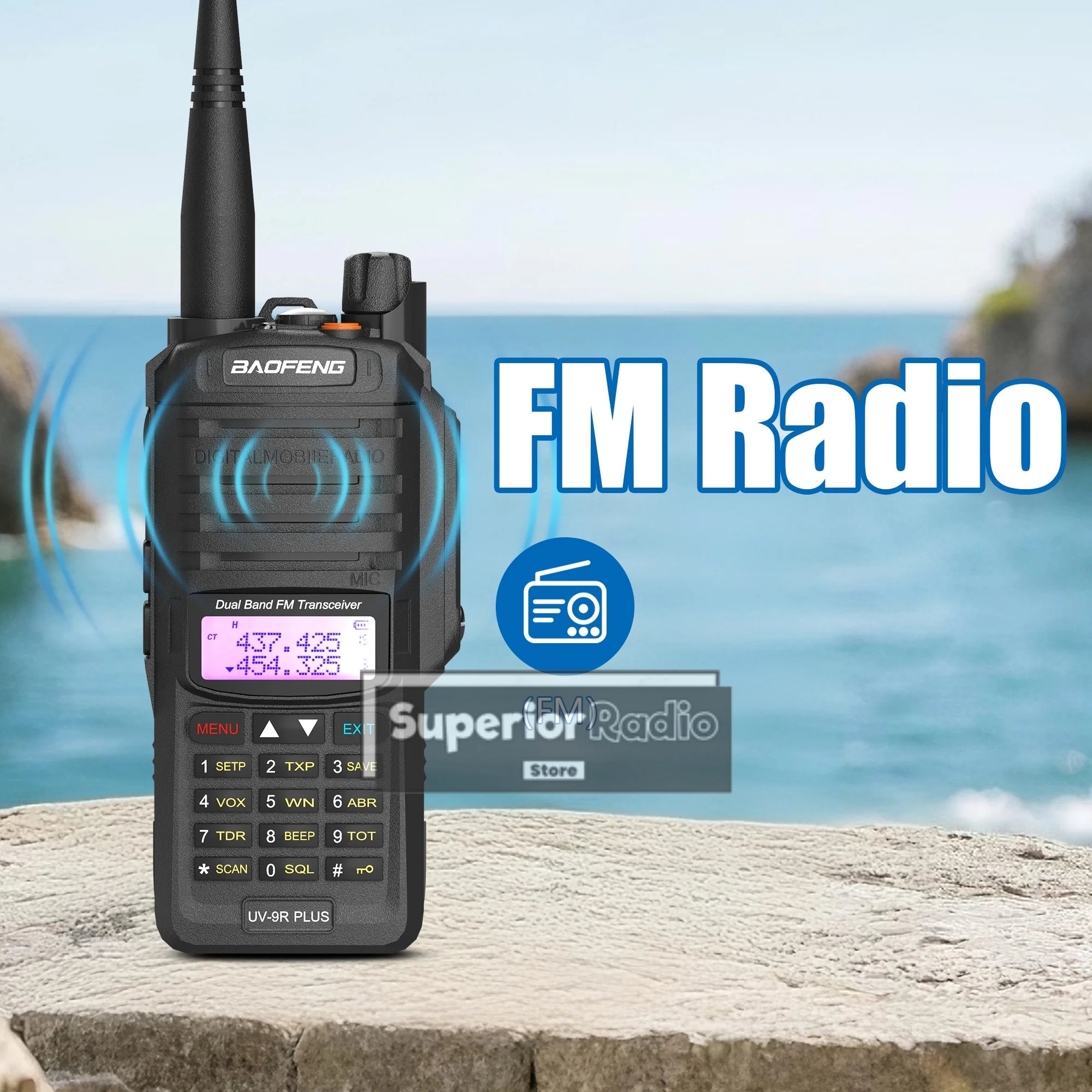 Baofeng UV-9R Plus Walkie Talkie IP67 Waterproof High Capacity Long Range 5-10KM Portable Type-C Optional FM Upgraded of UV-9R