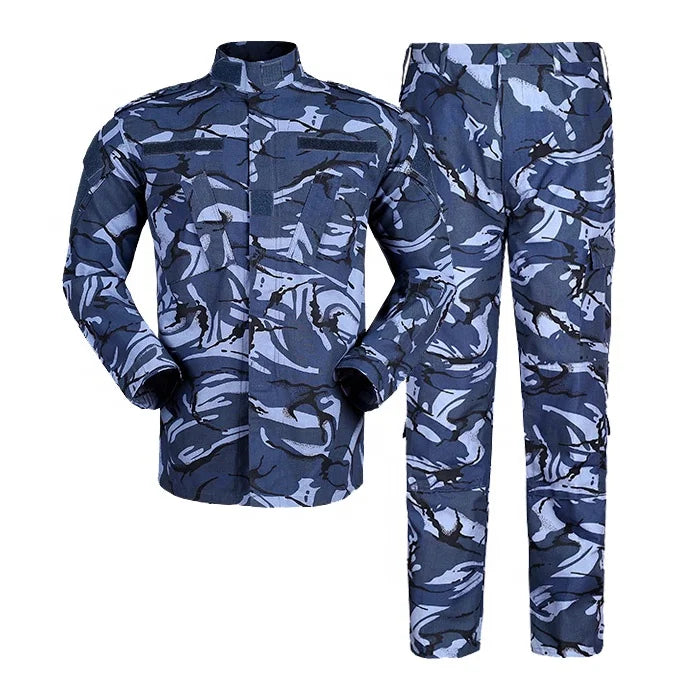 Military Navy Blue Camouflage Tactical Uniform Set for Airsoft, Training & Outdoor Use