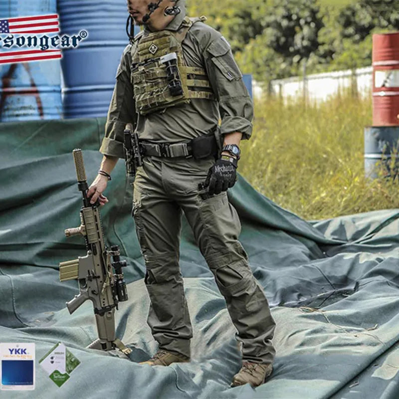E4 Combat Uniform Shirt & Pants Tactical BDU W/ Pads Clothing Paintball Airsoft Suit camouflage hunting ghillie suit