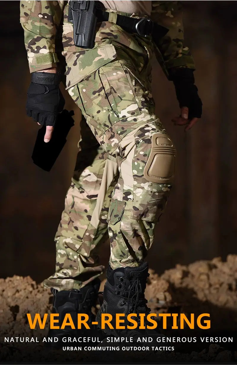 Men's G3 Tactical Combat Pants with Knee Pads – Camo Military Cargo Pants for Airsoft, Hunting, Hiking & Outdoor Gear