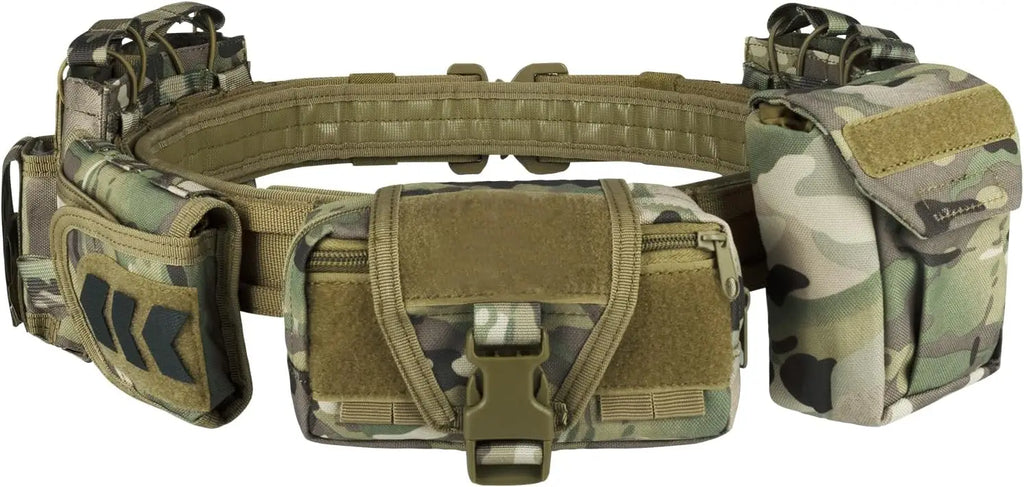 Tactical Battle Belt 7-in-1 Set – Quick Release Airsoft Duty Belt with Pouches