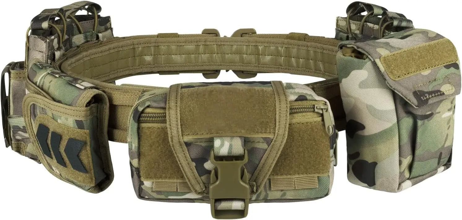 Tactical Battle Belt 7-in-1 Set – Quick Release Airsoft Duty Belt with Pouches