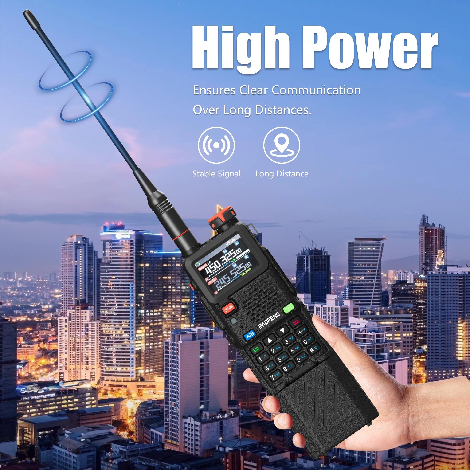 Baofeng UV-5RH Pro GPS Walkie Talkie – 10W Full Band, Type-C, Wireless Copy